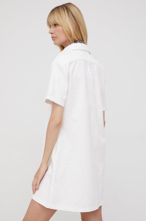 Bavlněné šaty Deus Ex Machina bílá barva, mini