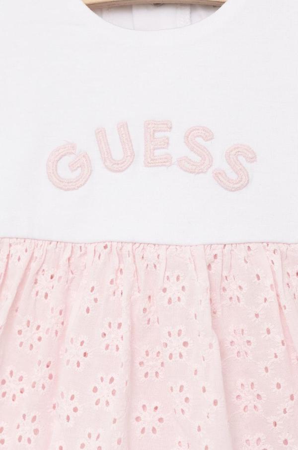 Dívčí šaty Guess růžová barva, mini, áčková