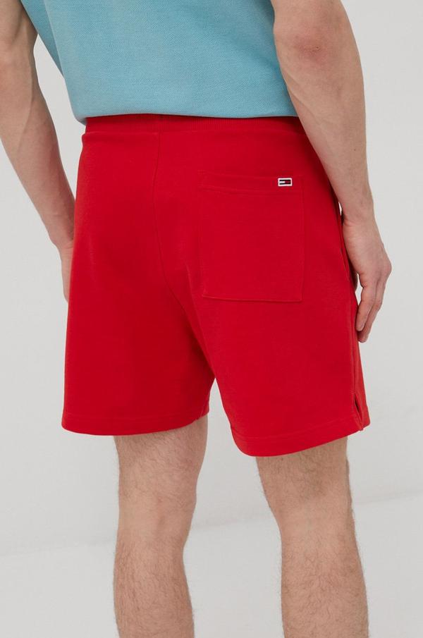 Bavlněné šortky Tommy Jeans pánské, červená barva