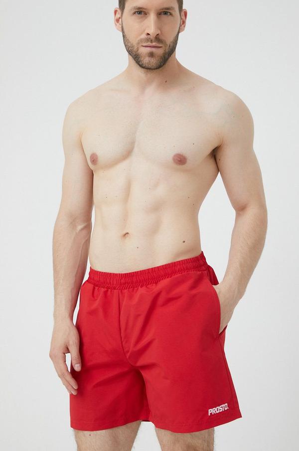 Plavkové šortky Prosto Nimi pánské, červená barva, hladké