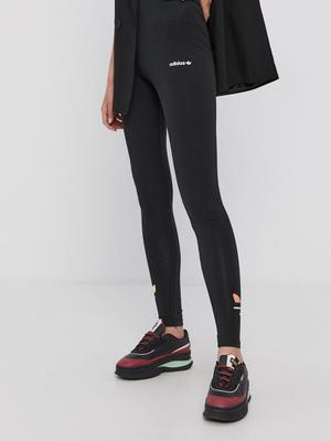 Legíny adidas Originals H22850 dámské, černá barva, s potiskem
