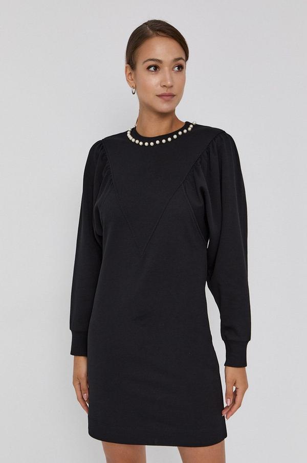 Bavlněné šaty Love Moschino černá barva, mini, jednoduché