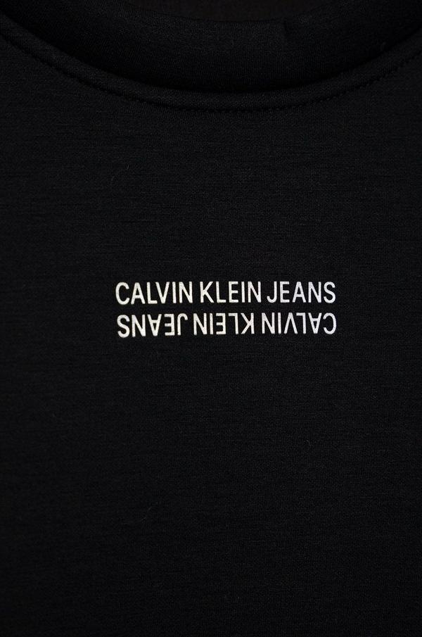 Dívčí šaty Calvin Klein Jeans černá barva, mini, oversize
