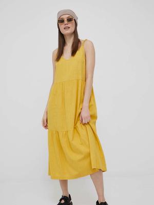 Šaty Roxy žlutá barva, midi, oversize