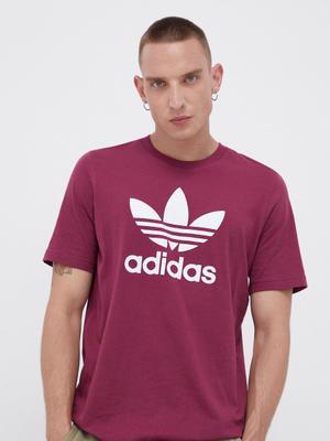 Bavlněné tričko adidas Originals fialová barva, s potiskem