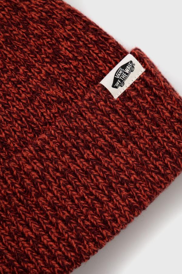 Čepice Vans červená barva, z husté pleteniny