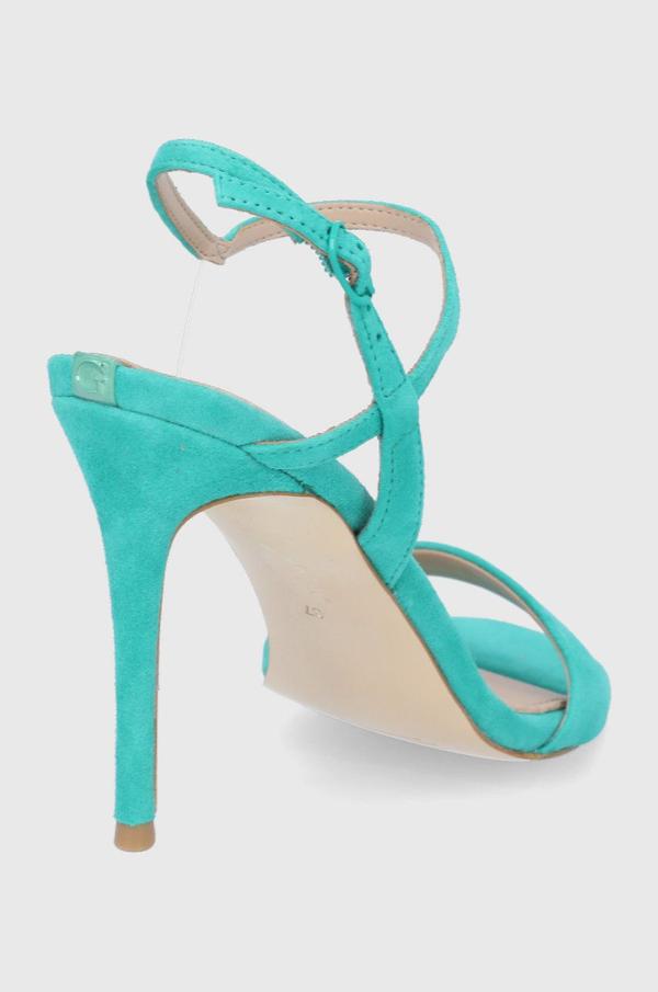 Semišové sandály Guess zelená barva
