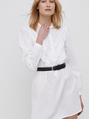 Bavlněné šaty JDY bílá barva, mini, áčková