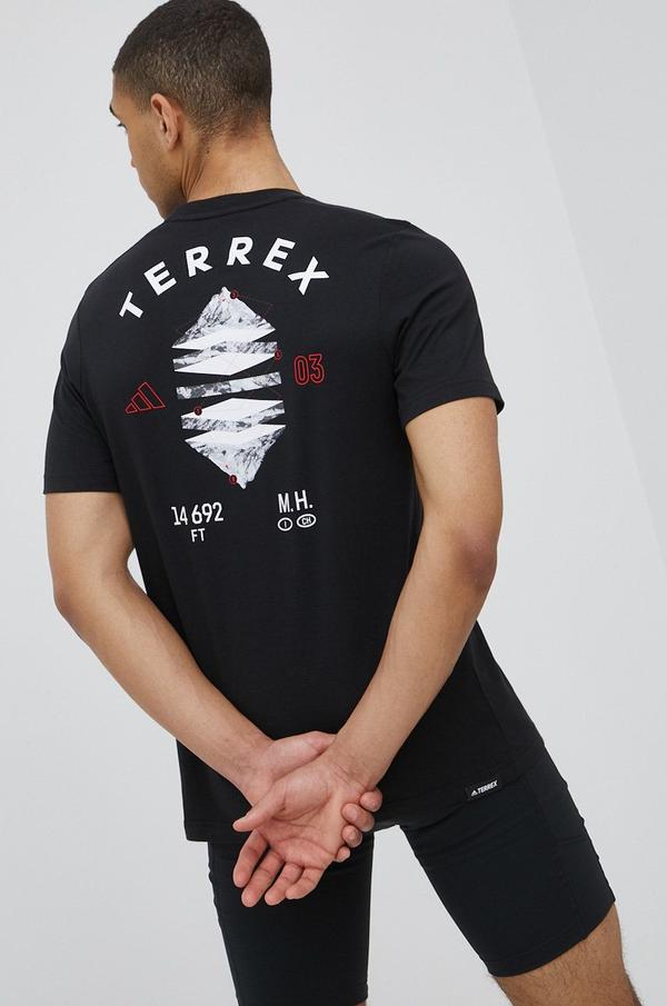 Tričko adidas TERREX Mountain Landscape HE1769 černá barva, s potiskem