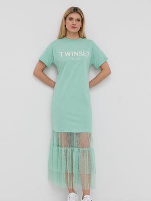 Šaty Twinset tyrkysová barva, maxi, jednoduchý