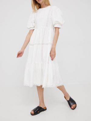 Bavlněné šaty Y.A.S bílá barva, midi