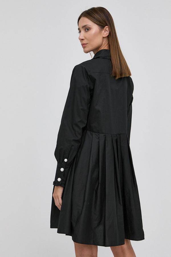 Bavlněné šaty Custommade černá barva, mini, áčkové