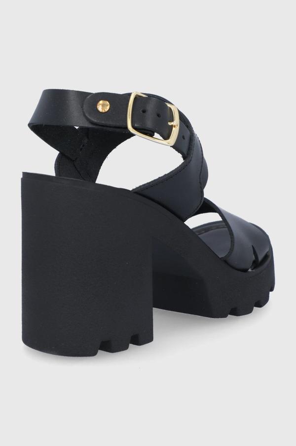 Kožené sandály Sisley černá barva