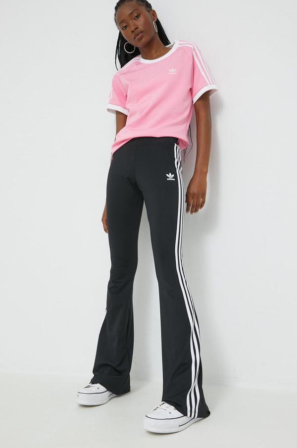 Kalhoty adidas Originals dámské, černá barva, zvony, medium waist