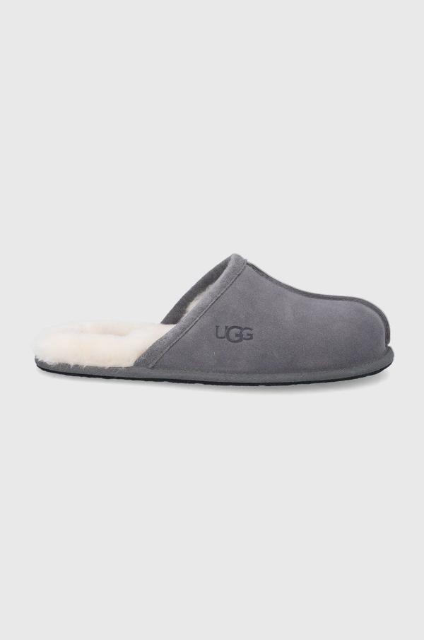 Vlněné pantofle UGG Scuff šedá barva