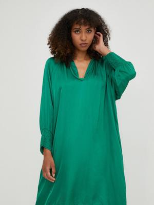 Šaty s hedvábím Answear Lab Silk Blend zelená barva, midi, oversize