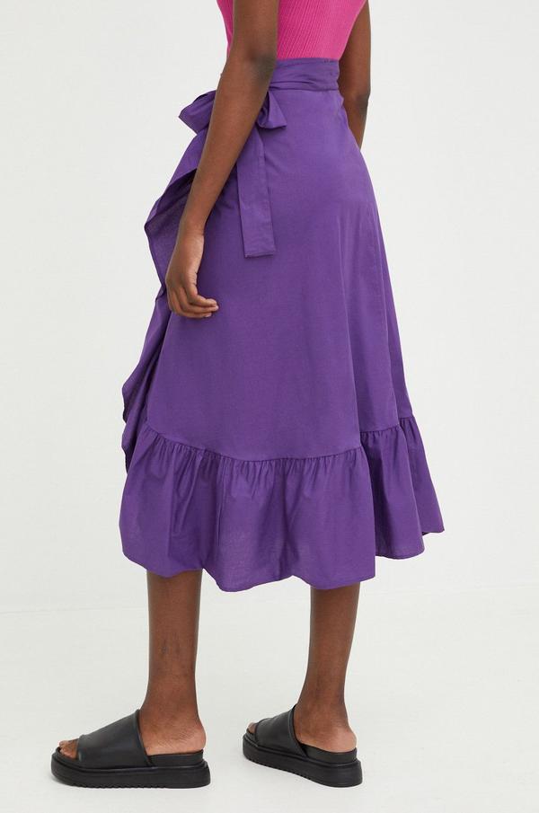 Bavlněná sukně Answear Lab fialová barva, midi, áčková