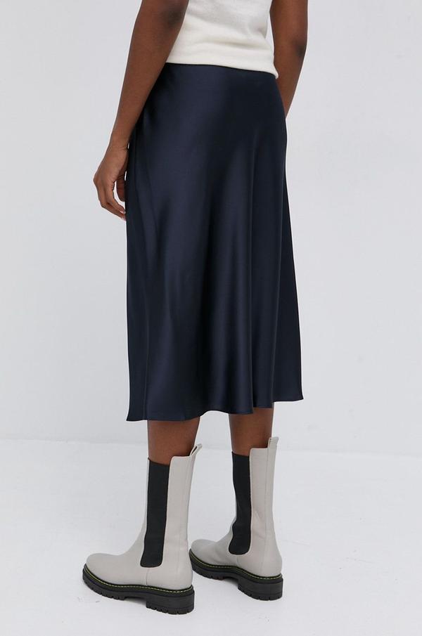 Sukně Lauren Ralph Lauren tmavomodrá barva, midi, jednoduchá