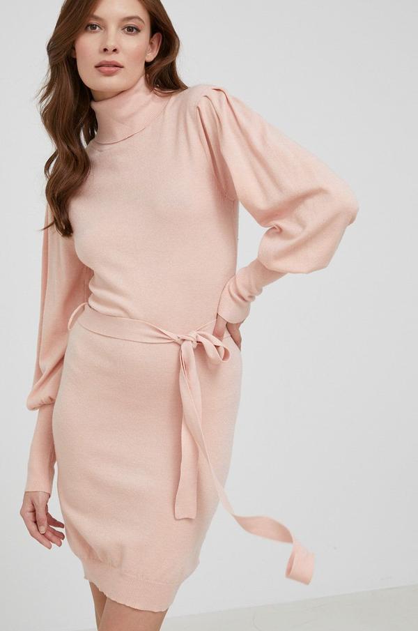 Šaty Answear Lab růžová barva, mini, jednoduchý