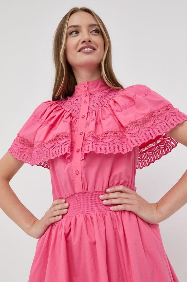 Šaty Silvian Heach růžová barva, mini, áčková