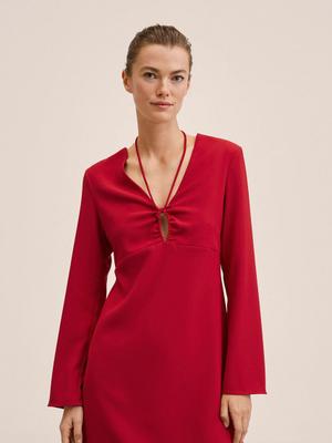 Šaty Mango červená barva, mini, áčková