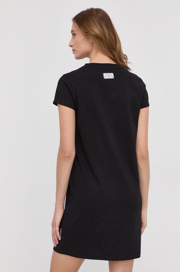 Bavlněné šaty Silvian Heach černá barva, mini, jednoduchý