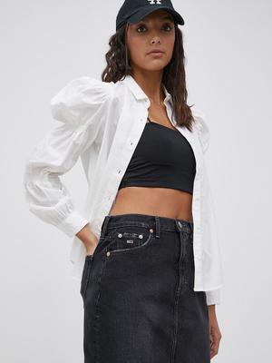 Džínová sukně Tommy Jeans černá barva, mini, jednoduchý