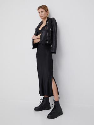Hedvábné šaty Calvin Klein černá barva, midi, jednoduchý