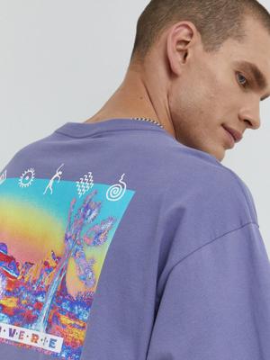 Bavlněné tričko Converse fialová barva, s potiskem