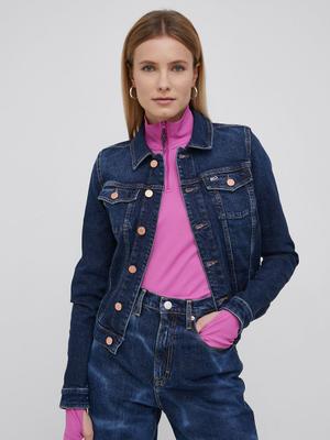 Džínová bunda Tommy Jeans dámská, tmavomodrá barva, přechodná