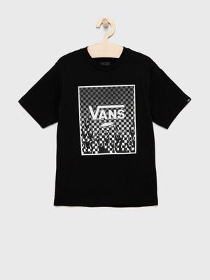 Dětské bavlněné tričko Vans černá barva, s potiskem