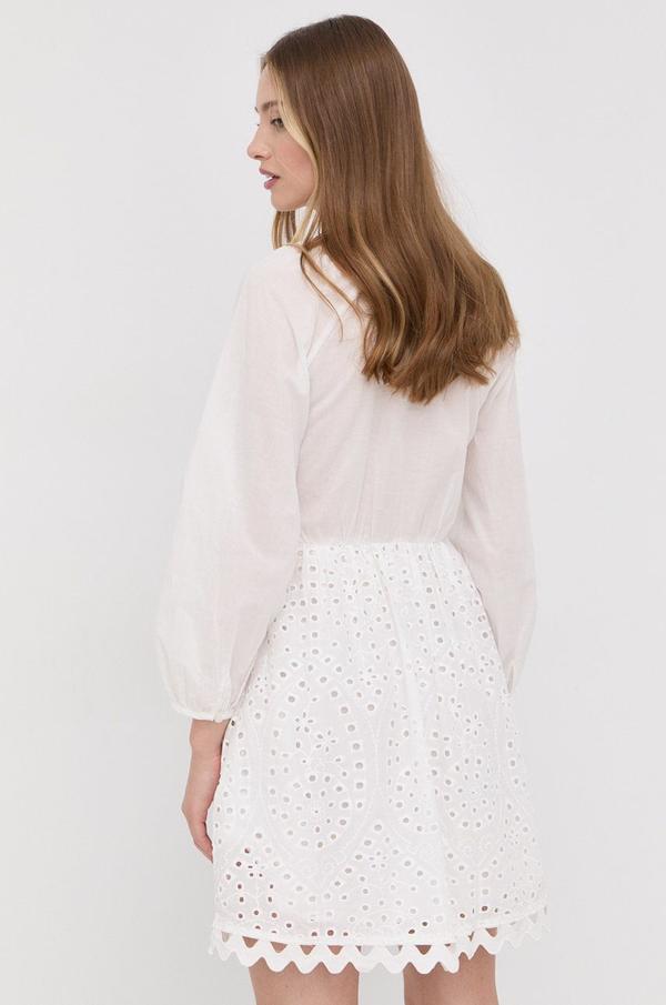 Bavlněné šaty Silvian Heach bílá barva, mini, áčková