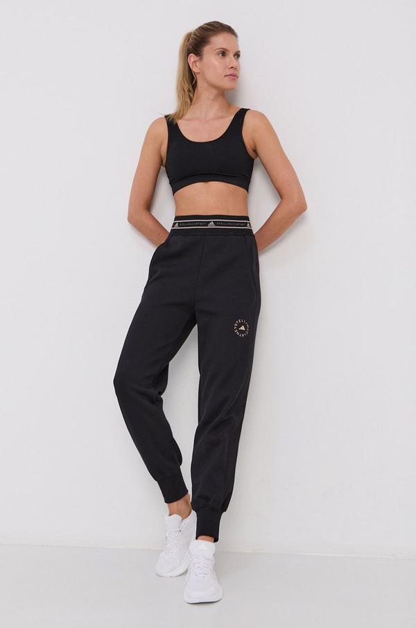 Kalhoty adidas by Stella McCartney dámské, černá barva, hladké