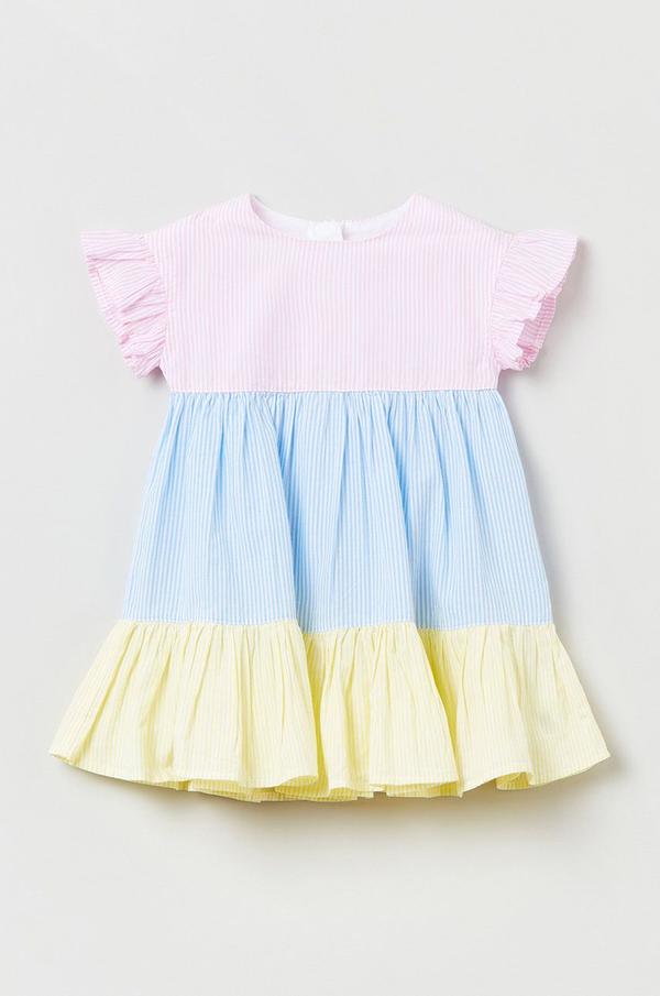 Dětské bavlněné šaty OVS růžová barva, mini