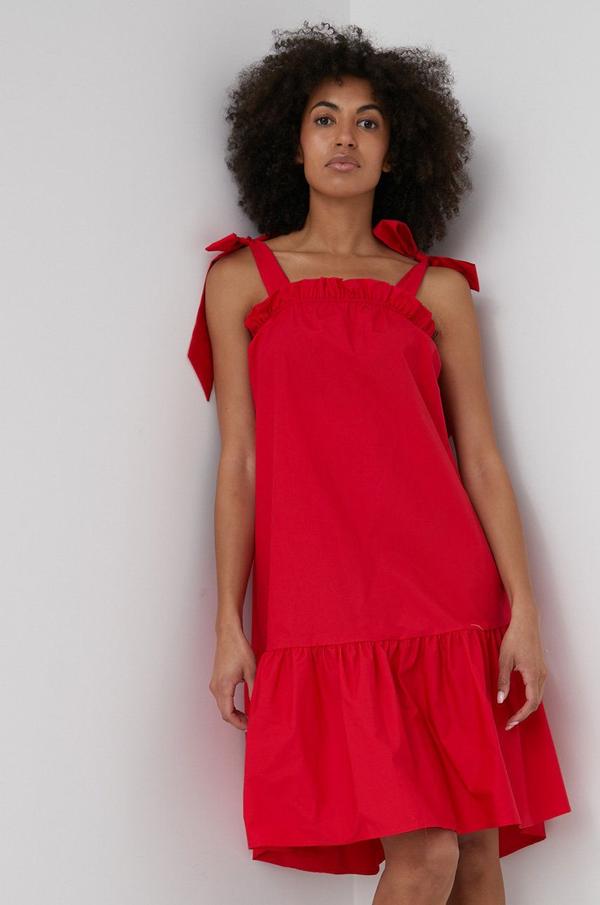 Bavlněné šaty XT Studio červená barva, mini, áčková