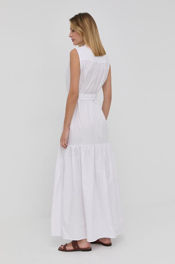 Bavlněné šaty Silvian Heach bílá barva, maxi, áčková