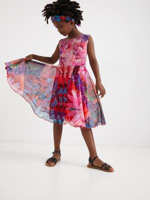 Dívčí šaty Desigual růžová barva, mini, áčková