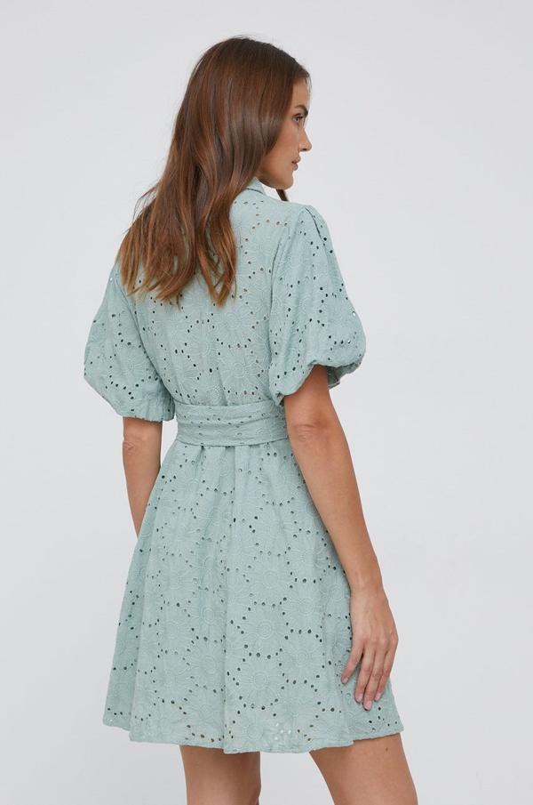 Bavlněné šaty Answear Lab tyrkysová barva, mini