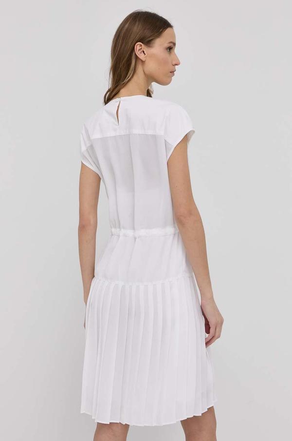 Šaty Trussardi bílá barva, mini, áčková