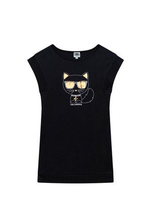 Dívčí šaty Karl Lagerfeld černá barva, mini, jednoduchý