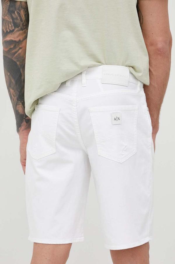Džínové šortky Armani Exchange pánské, bílá barva