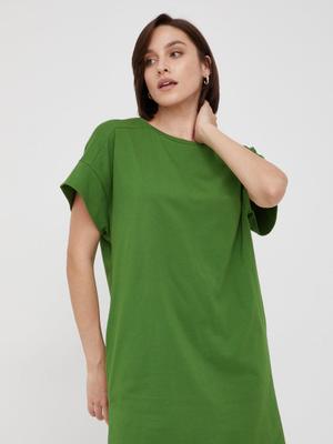 Bavlněné šaty United Colors of Benetton zelená barva, mini
