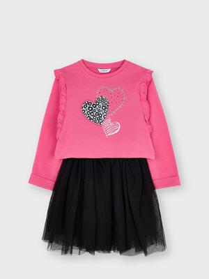 Dětské šaty a mikina Mayoral růžová barva, mini, áčkové