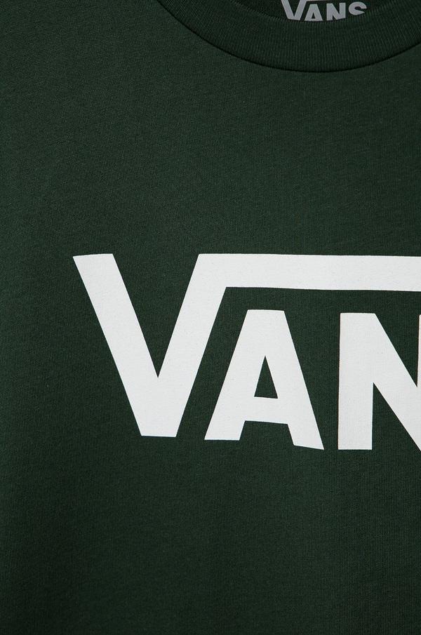 Dětské bavlněné tričko Vans zelená barva, s potiskem