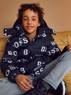 Dětská péřová bunda Boss černá barva