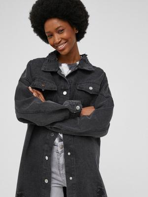 Džínová bunda Answear Lab dámská, černá barva, přechodná, oversize