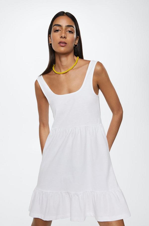 Bavlněné šaty Mango Maroto2 bílá barva, mini