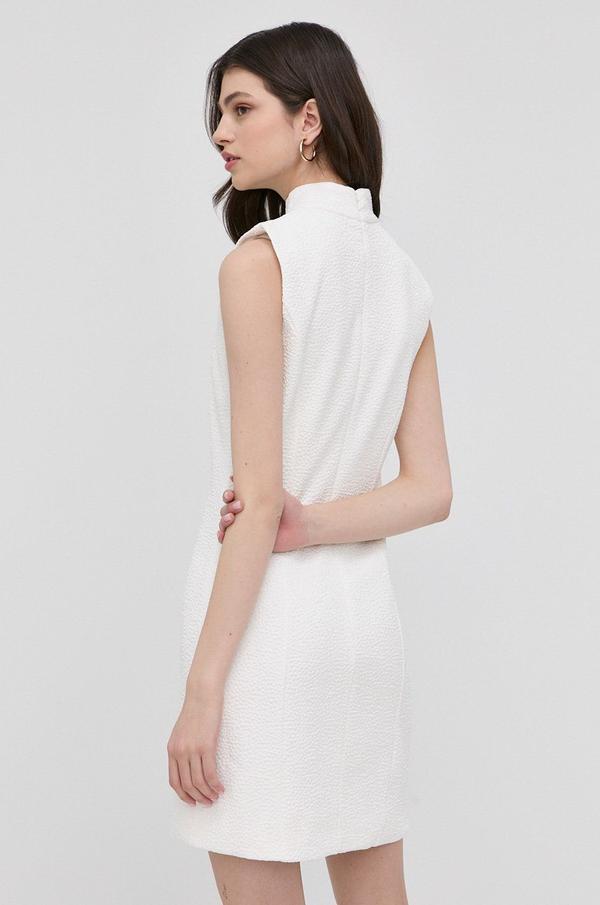 Šaty Bardot bílá barva, mini, přiléhavá
