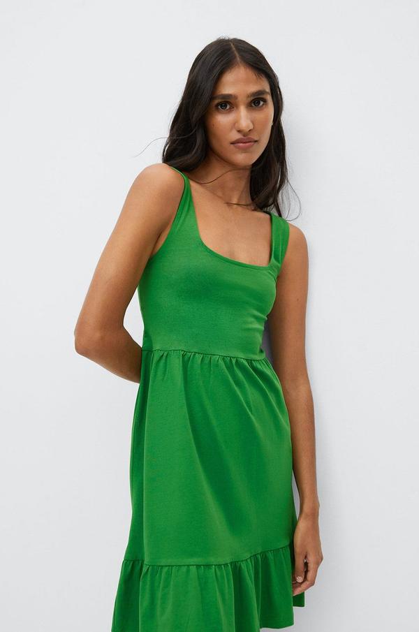 Bavlněné šaty Mango Maroto2 zelená barva, mini