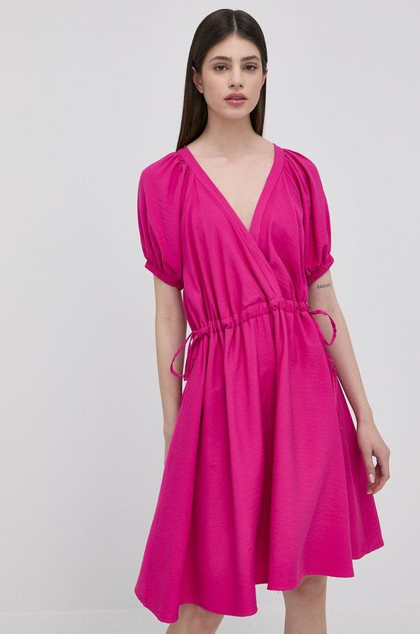 Šaty Silvian Heach růžová barva, mini, áčková